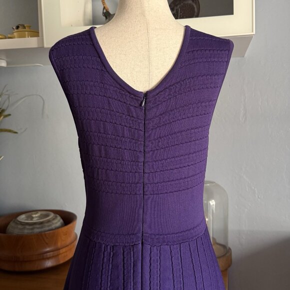 LK Bennett Dr Lupita Hydrangea Purple Stretch Knit Fit & Flare Dress Size M - Picture 10 of 10